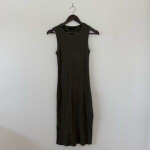 Sanctuary Olive Green Ribbed Sleeveless Midi Dress - Size Small